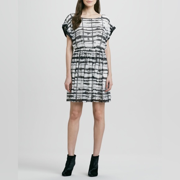 Alice + Olivia Matilda Leather-Trim Dress Mini EUC Size - M - Picture 1 of 6